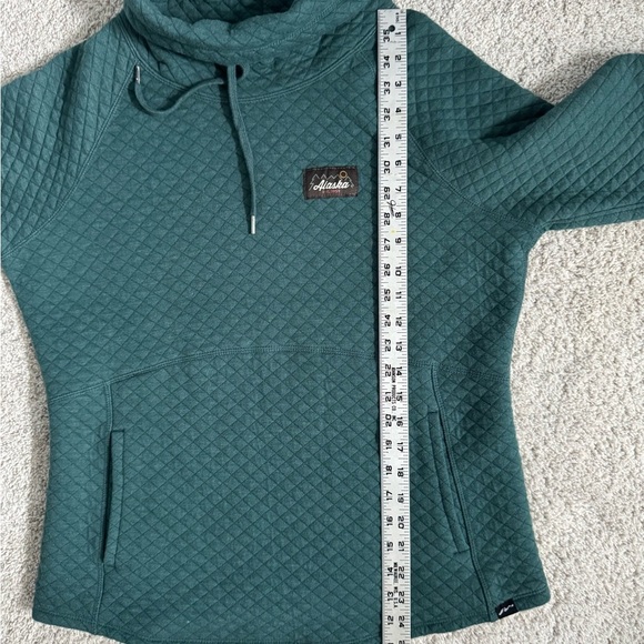 Alaska Green Cowl Neck Sweatshirt with Quilted Texture and Pocket - Picture 8 of 8